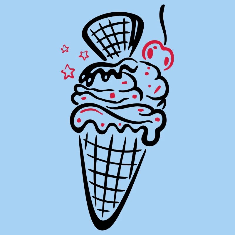 Eis, Eiswaffel mit Kirsche