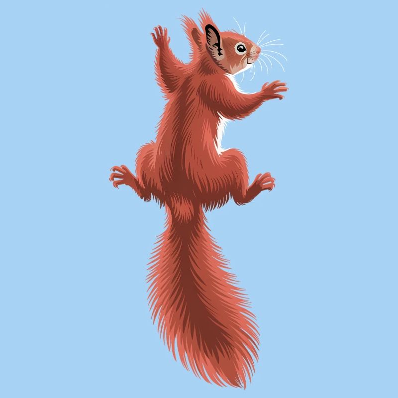 Süßes kletterndes rotes Eichhörnchen