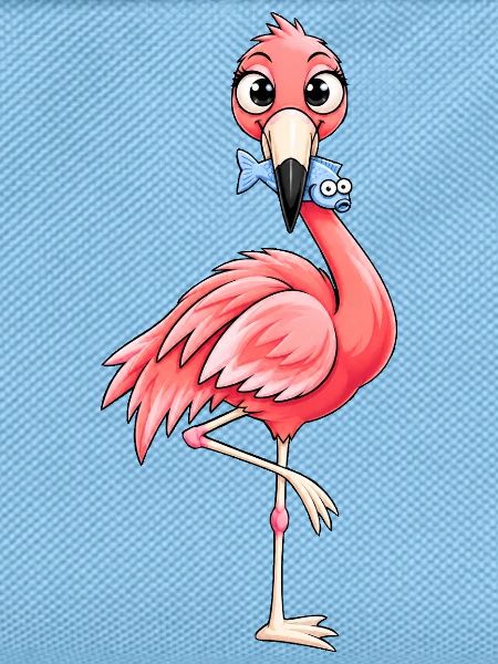 Lustiger Flamingo mit Fisch