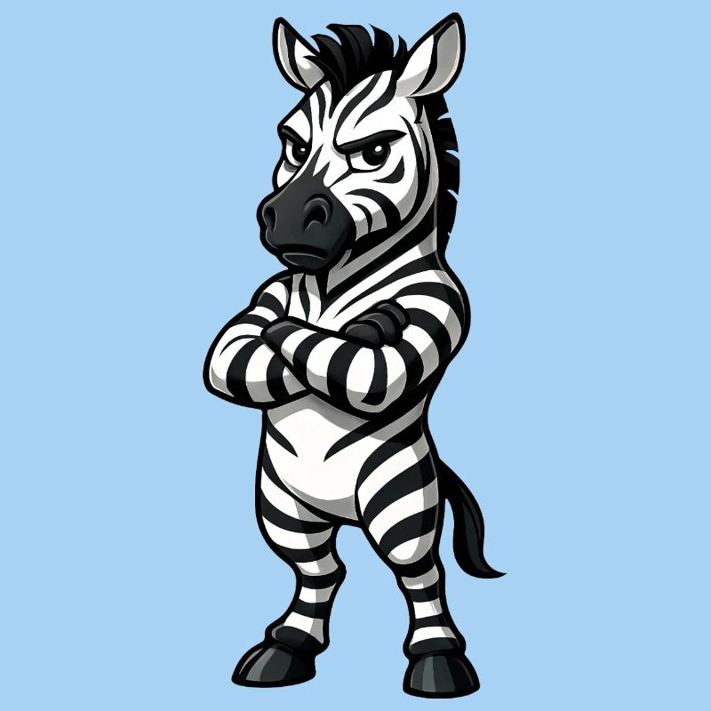 Cool Zebra Confident Cartoon Serene