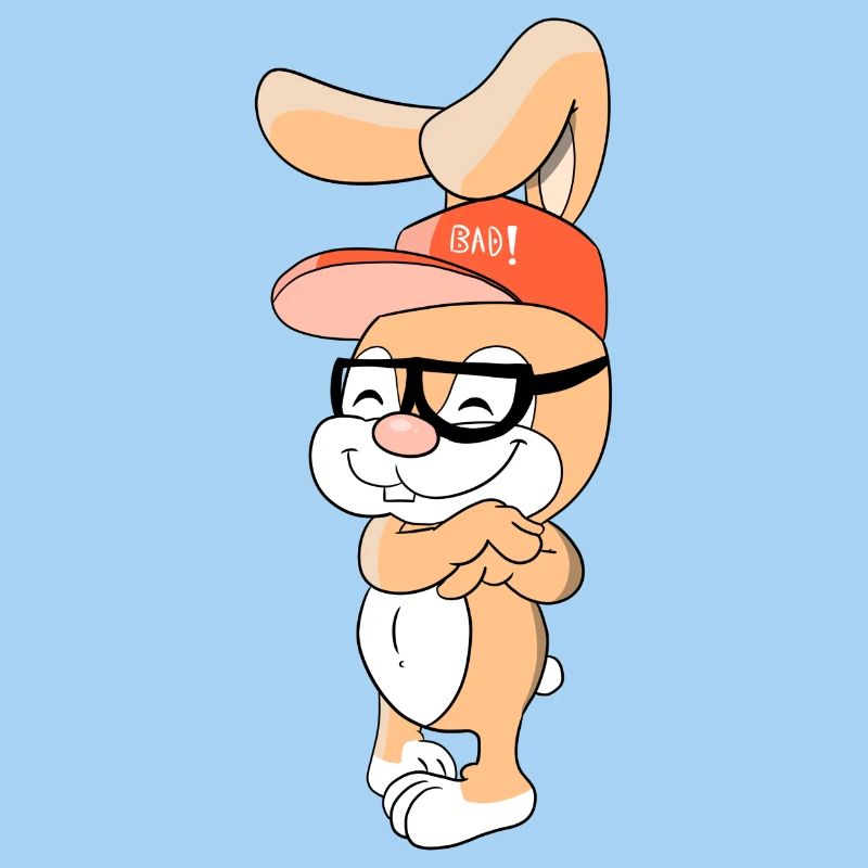 Cool bunny rabbit with cap and glasses