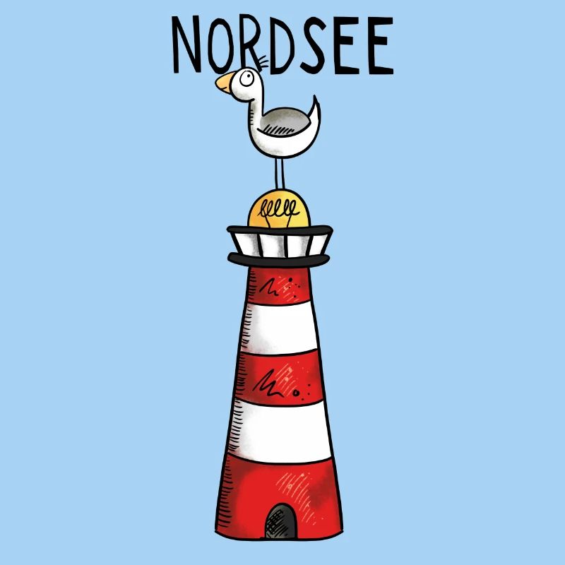 Nordsee Leuchtturm - Möwe - Comic - Geschenk
