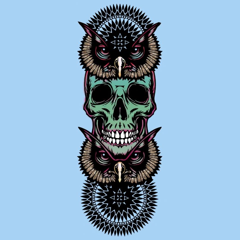 Totenkopf mit Eule