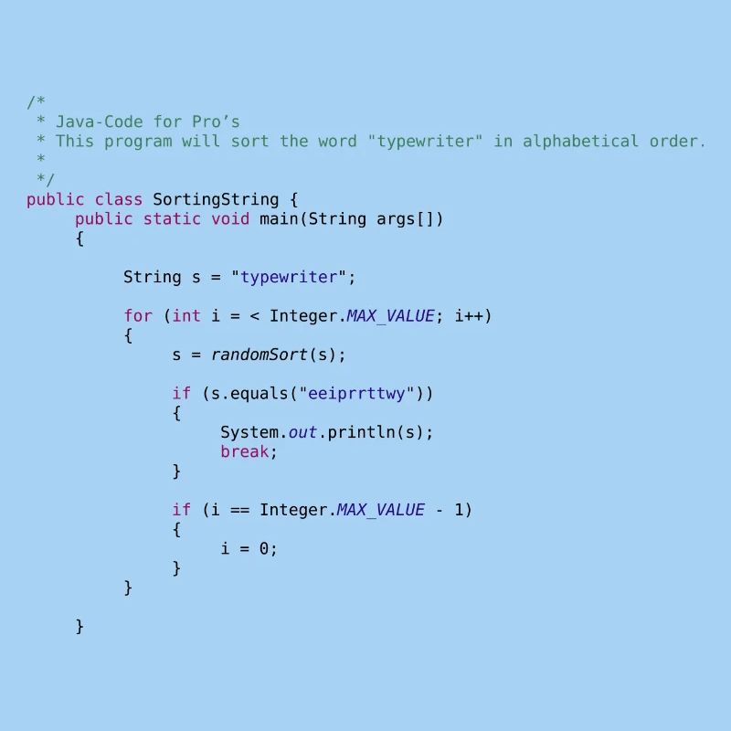 funny Java code to sort