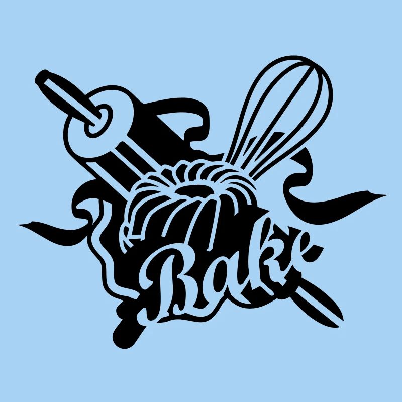 a rolling pin and a whisk with a ring cake