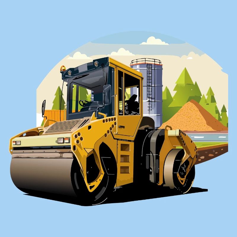 Road roller at work