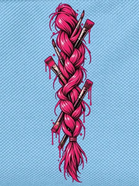 Pinker Zopf mit Pinsel