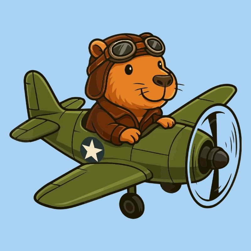 Fliegender Biberpilot im Flugzeug