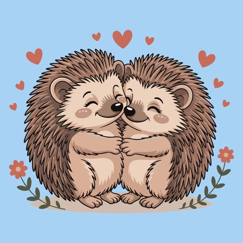 Igel Paar Liebe mit Herzen