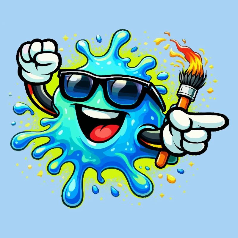 Cheerful Paint Splash with Sunglasses
