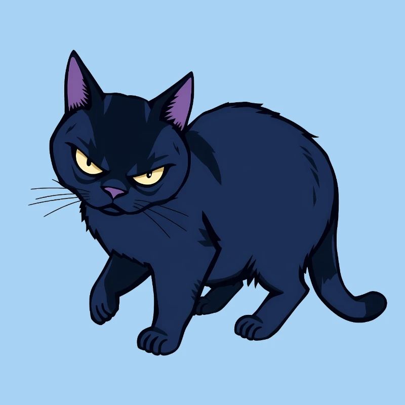 Grimmige schwarze Katze
