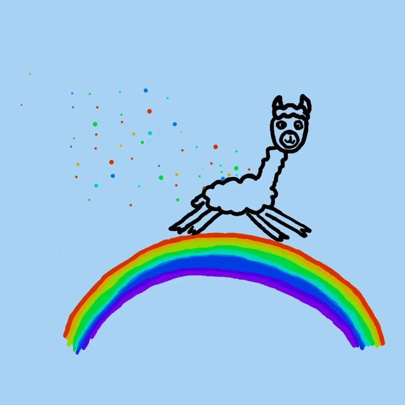 Rainbow Alpaca Confetti Pattern
