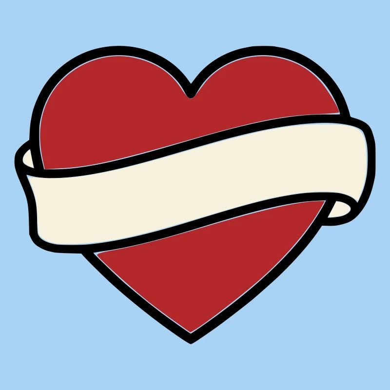Tattoo Heart Banner Scroll Vector