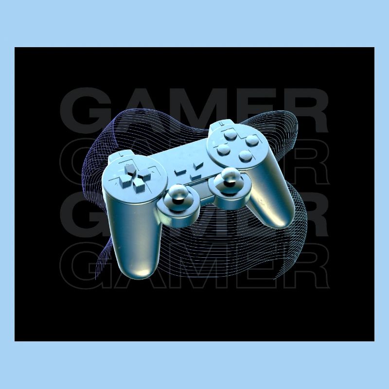 Neonblauer Controller 3D