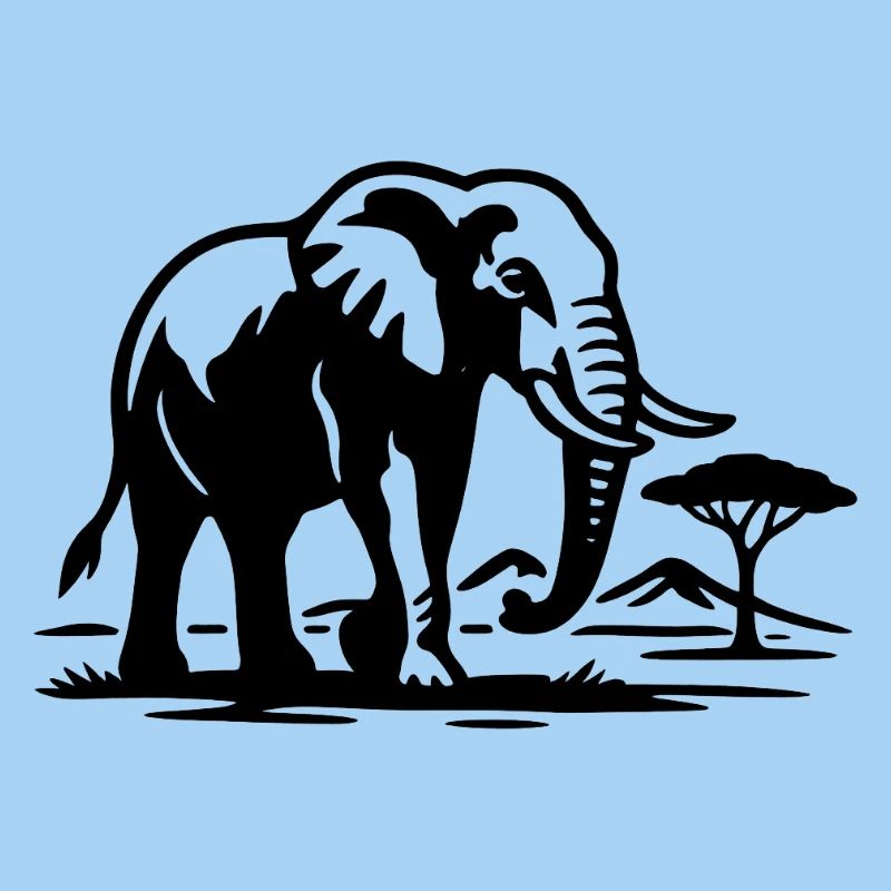 Savannah Elephant Silhouette