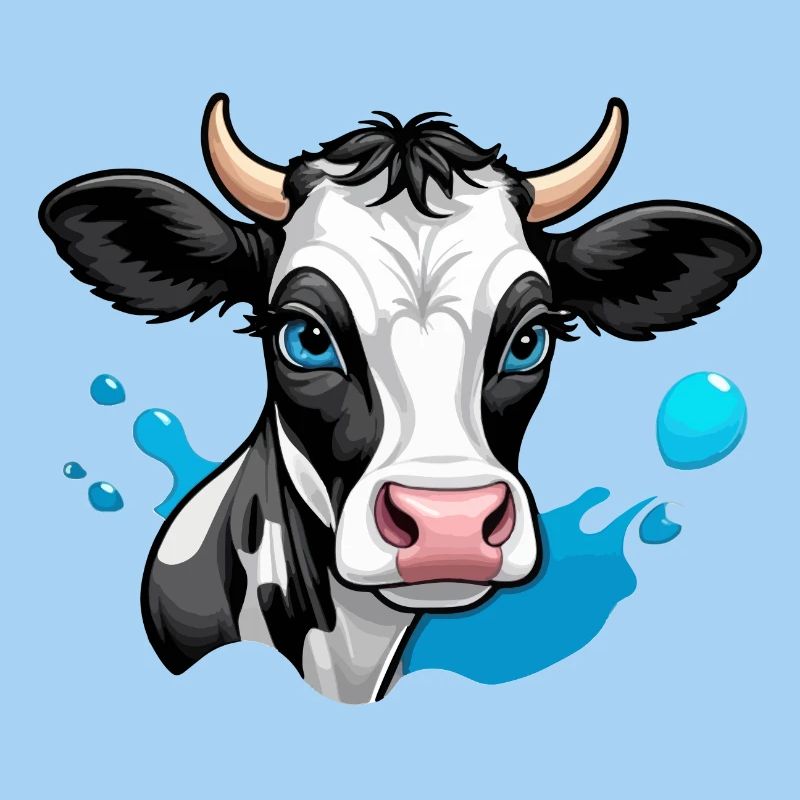Cute Dairy Cow with Blue Eyes