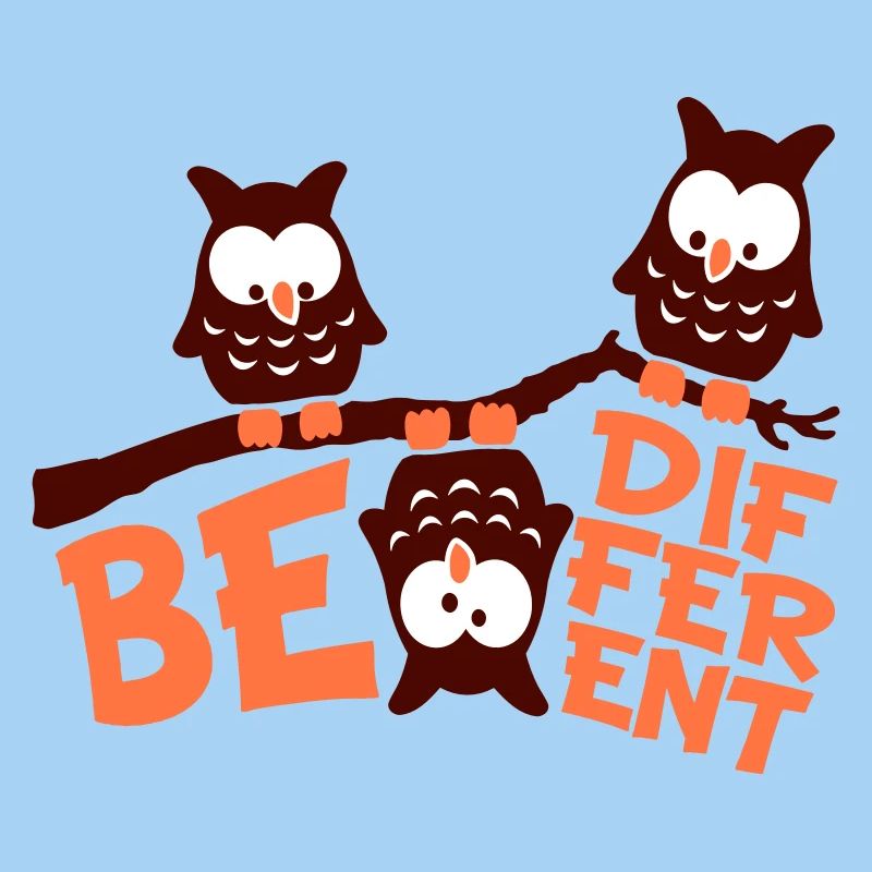 3 Eulen Be Different Spruch verrückt komisch Ast