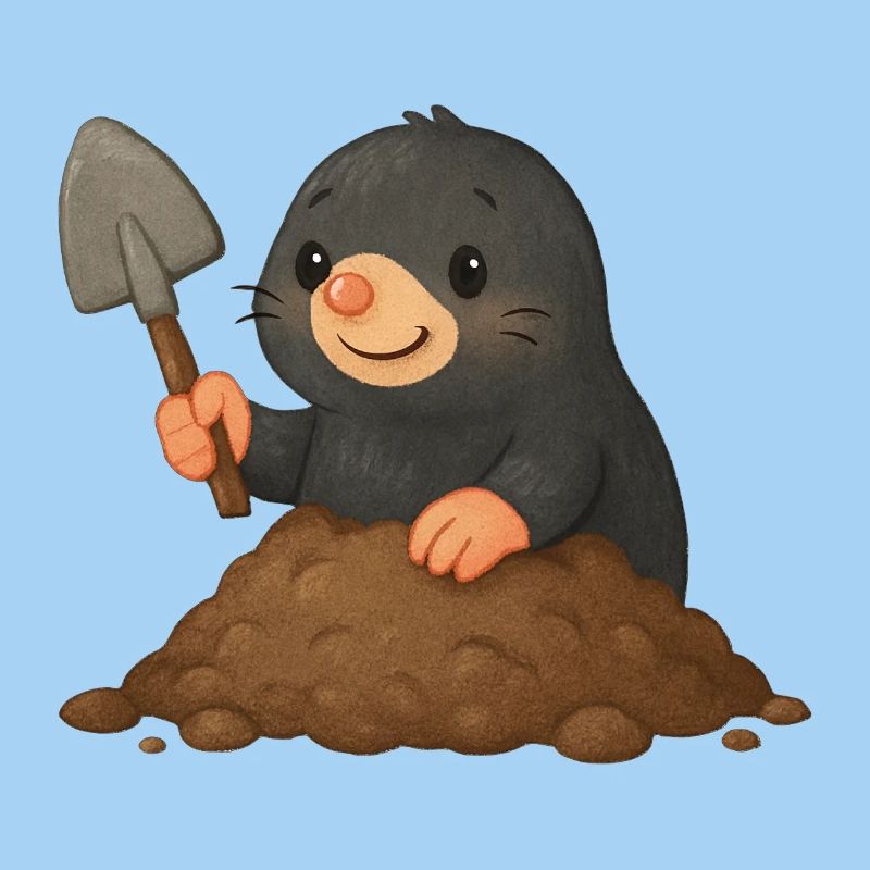 Cute mole with shovel