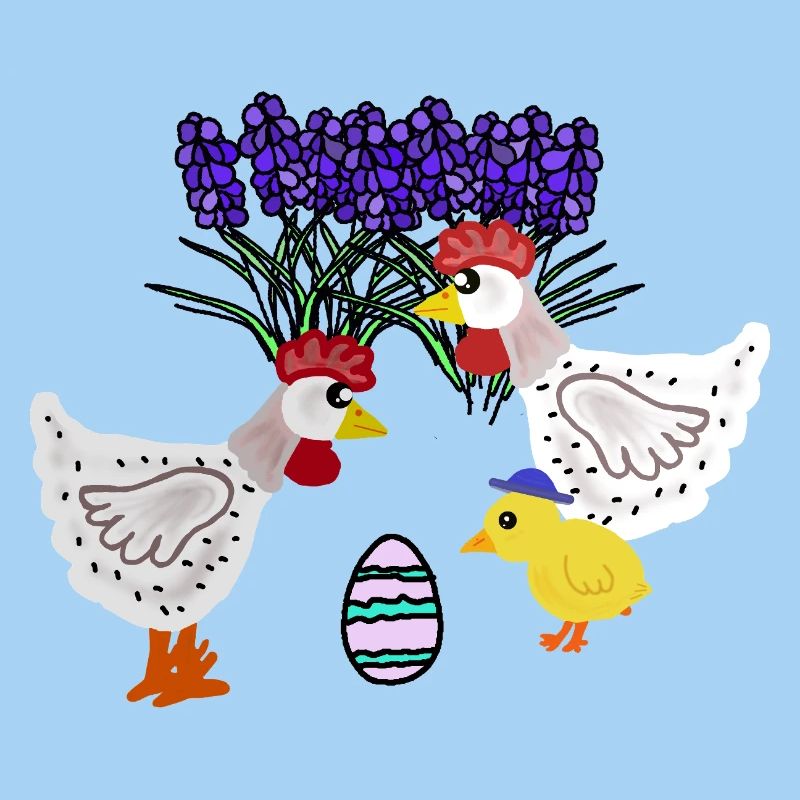 Spring Chickens with Easter Egg Chicken Chicks