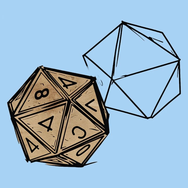 Painted RPG Cube – Artistic Dice Design