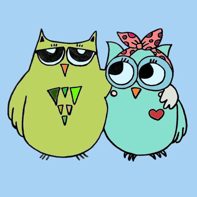 Amitié colorée avec les chouettes