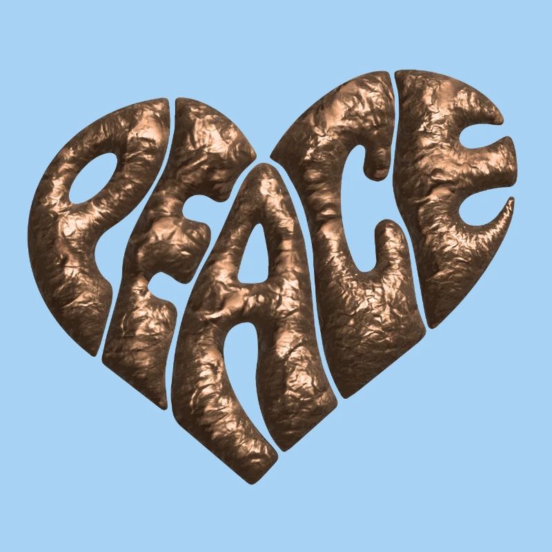 Peace Heart 3d Copper