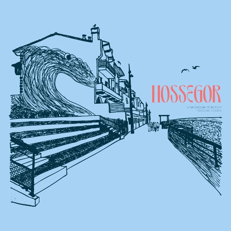 Hossegor Atlantic Coast – Hand-Drawn Wave