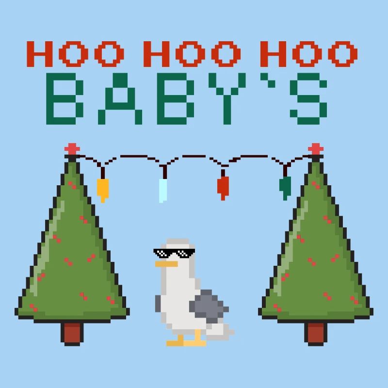 Pixel-Weihnachtsvogel mit Lichterketten