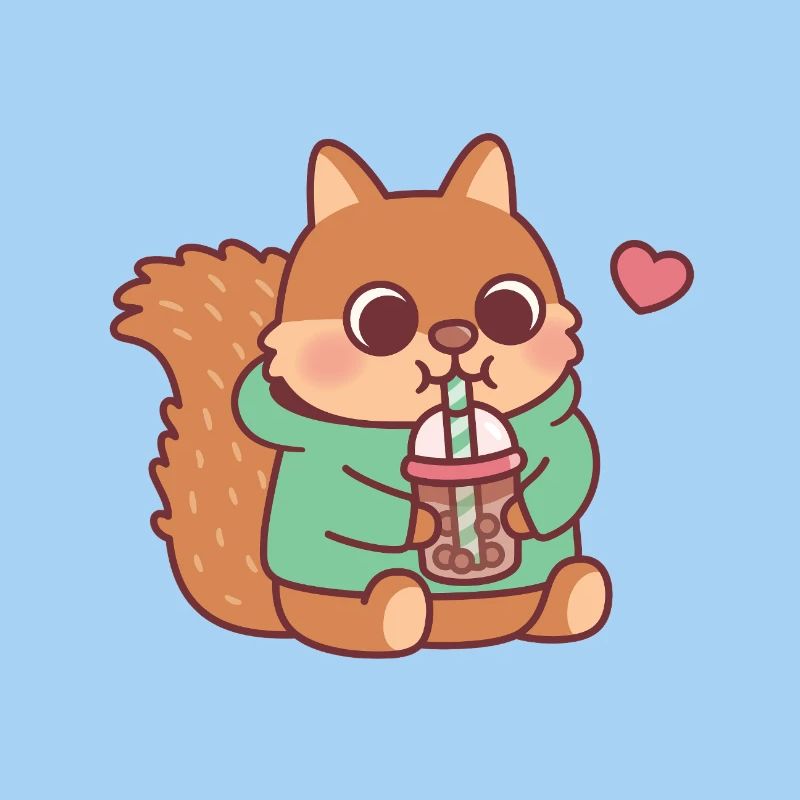 Süßes Eichhörnchen liebt Boba-Tee