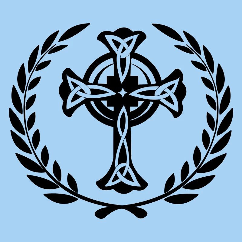 Celtic cross with laurel wreath