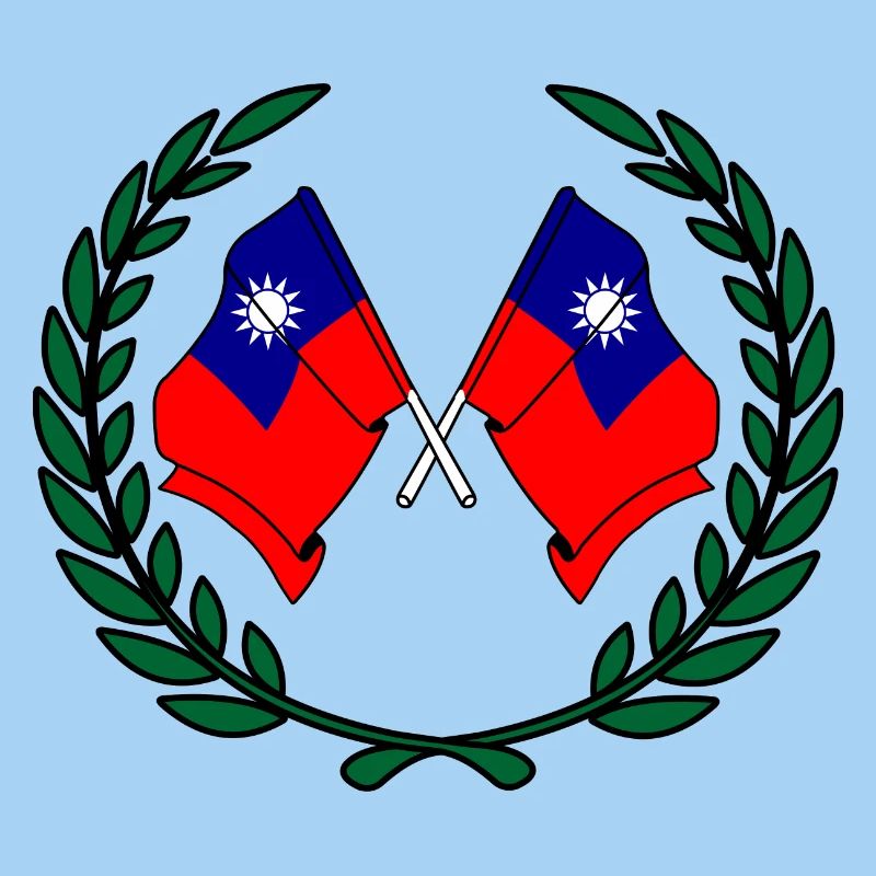 Flags Taiwan in laurel wreath