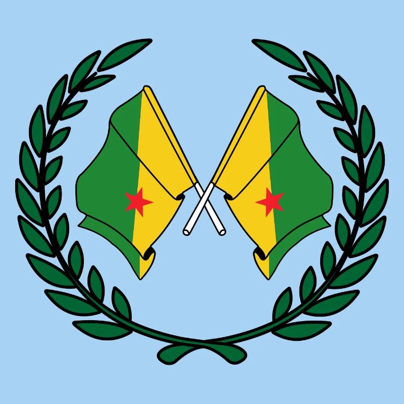 Drapeaux Guyane française en couronne de laurier