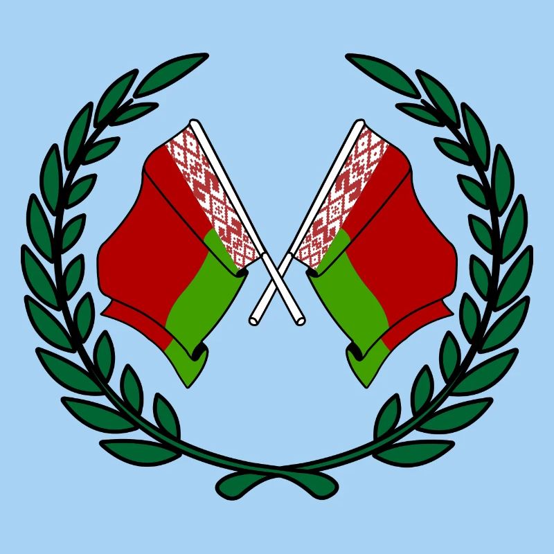 Drapeaux Biélorussie en couronne de laurier