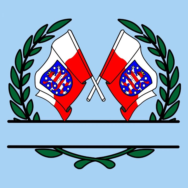 Drapeaux Thuringe couronne de laurier bannière