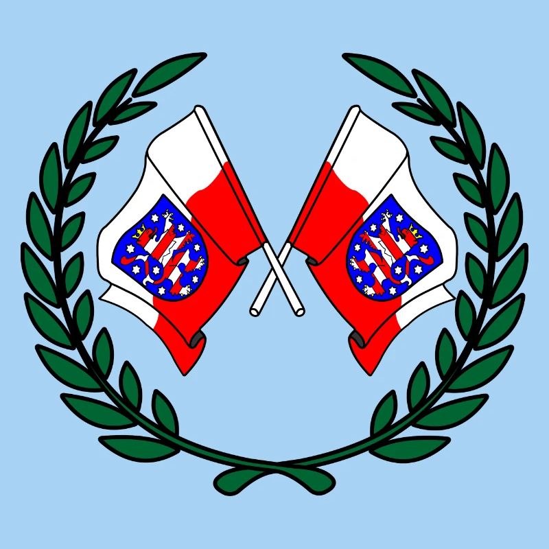 Drapeaux Thuringe couronne de laurier