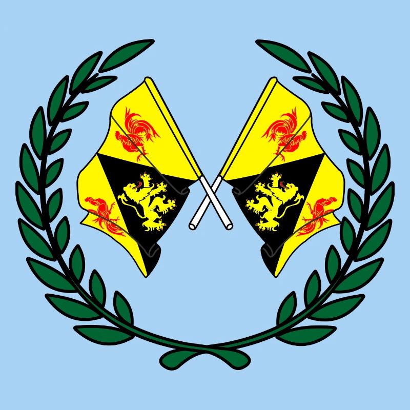 Drapeaux du Brabant wallon en couronne de laurier