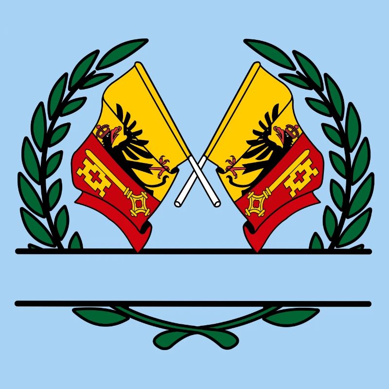 Flaggen Kanton oder Genf Schweiz Lorbeerkranz b