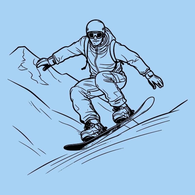 Snowboarder Line Art