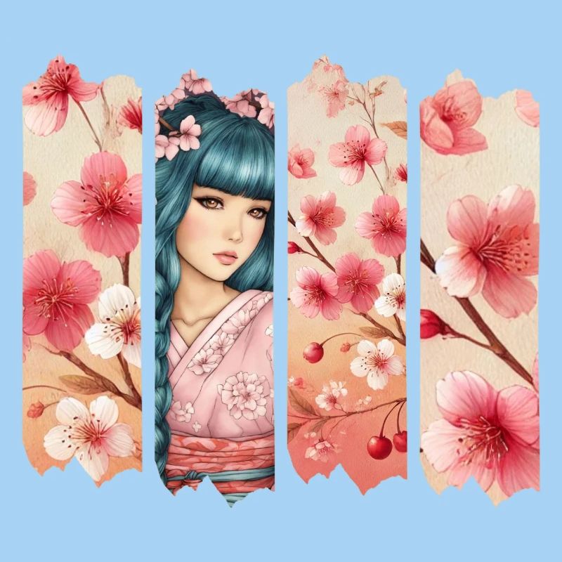 Kirschblüten Kimono Panel Portrait