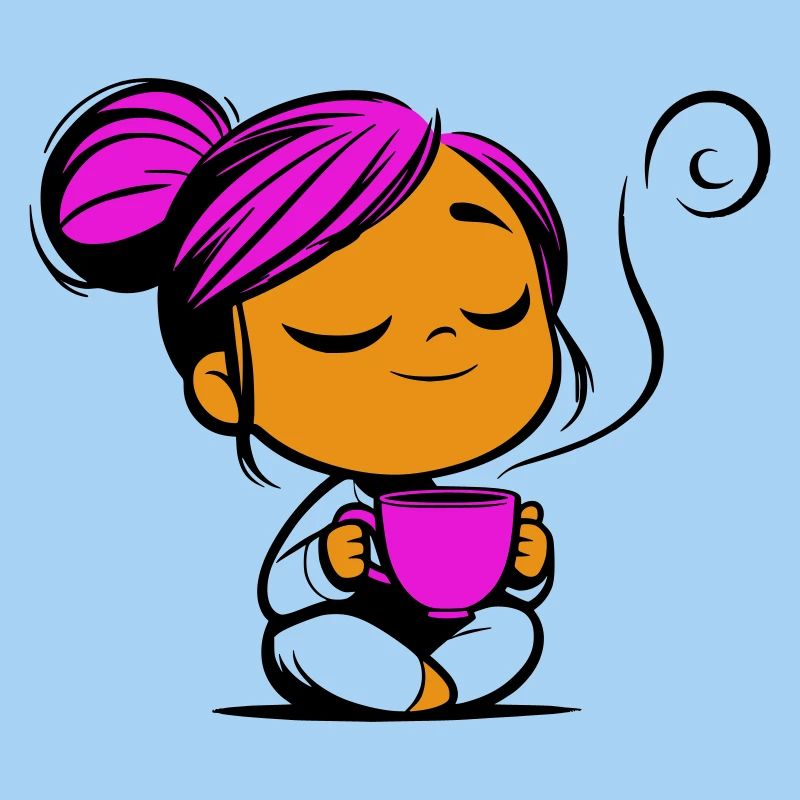 Tassmine enspannt mit einer Tasse Tee oder Kaffee