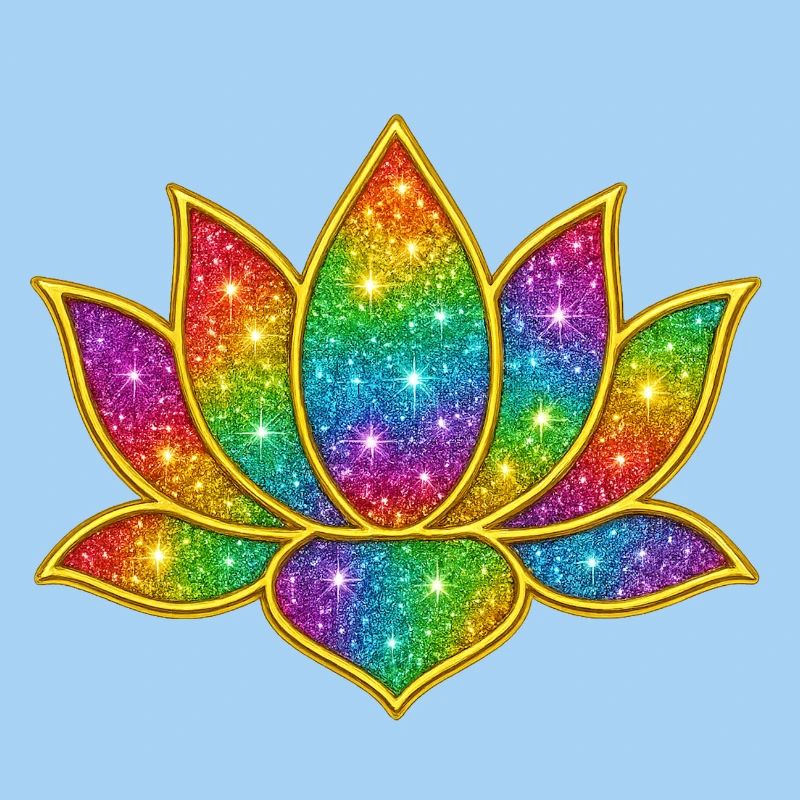 Funkelnder Lotus in Regenbogenfarben