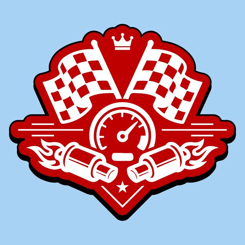 Drapeau de course, compteur de vitesse d'échappement