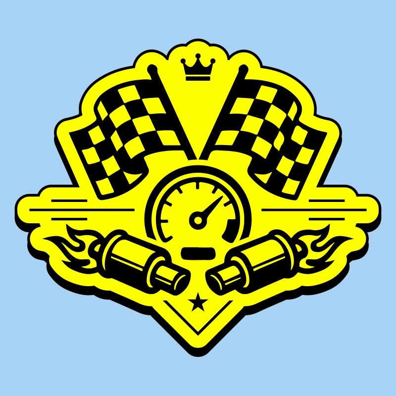 Drapeau de course, compteur de vitesse d'échappement