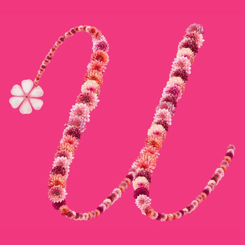 Romantisches Blumenmonogramm "U"