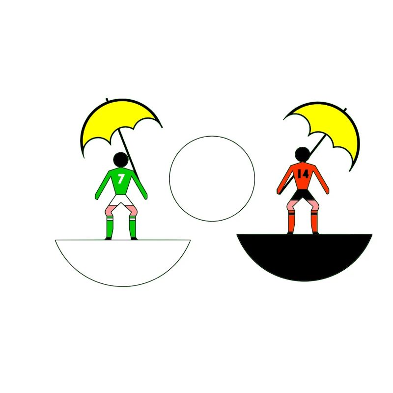 Neon Umbrella Duel in Split Halves