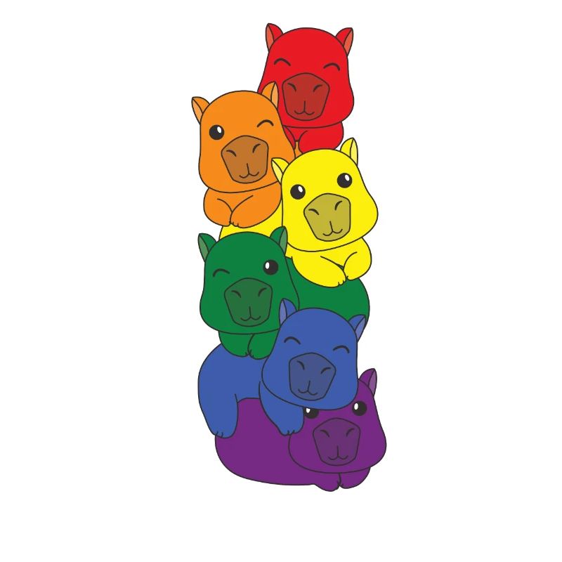 Rainbow Flag Pride LGBTQ Mignon Capybara Stack