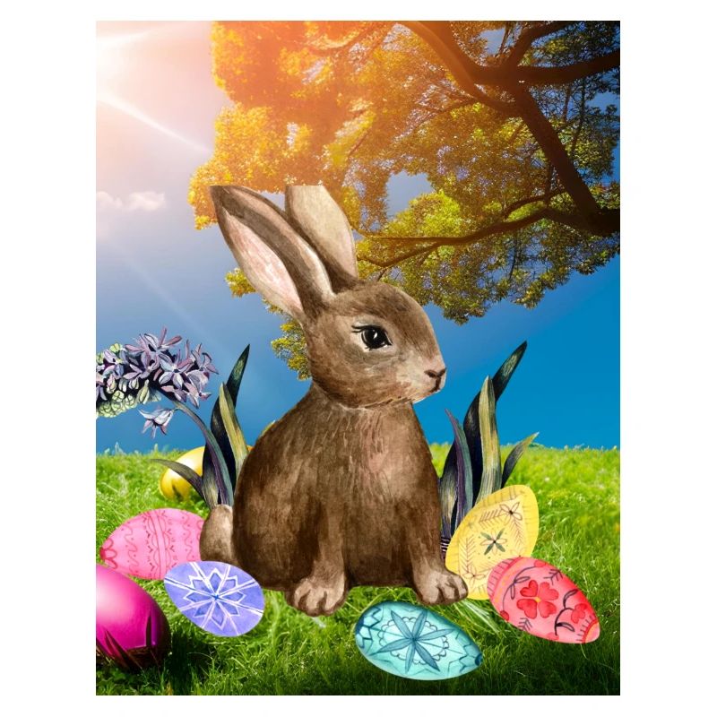 Spring Easter bunny with Easter eggs