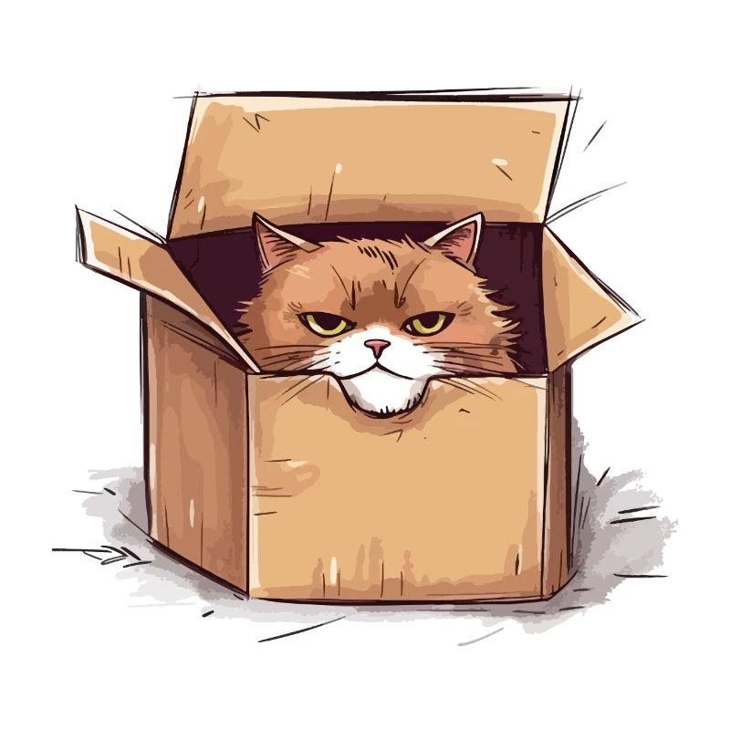 Cat grumpy grumpy grumpy sits in the box