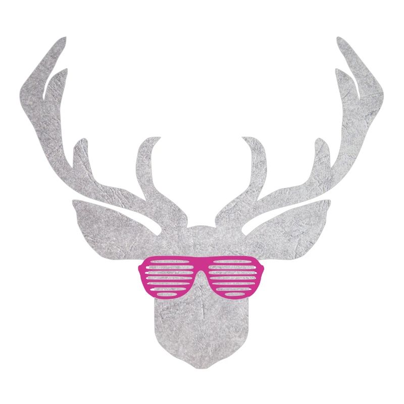 Hirsch mit pinker Brille in silber Farbener Textur