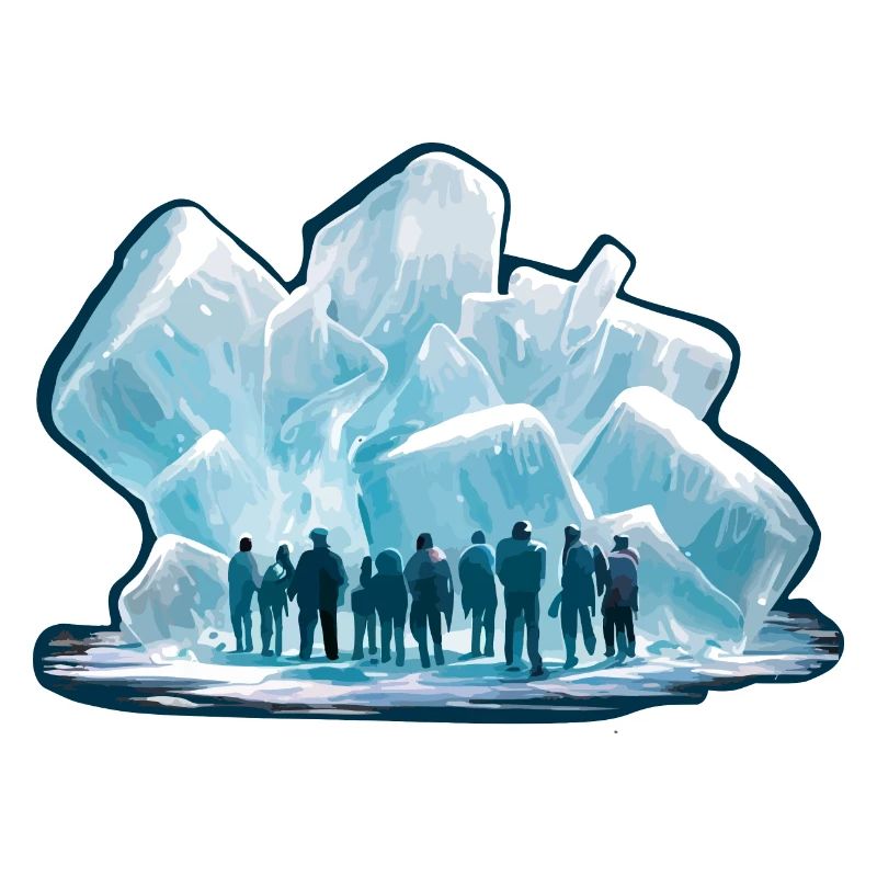 MENSCHEN, DIE IN RIESIGEN EISBROCKEN ERSTARRT SIND